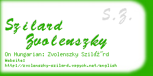 szilard zvolenszky business card